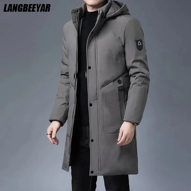 Męskie Parkas Najwyższa jakość Zimowa marka projektant Designer Casual Fashion Owewear Men Men Longline Windbreaker Coats Odzież 231020