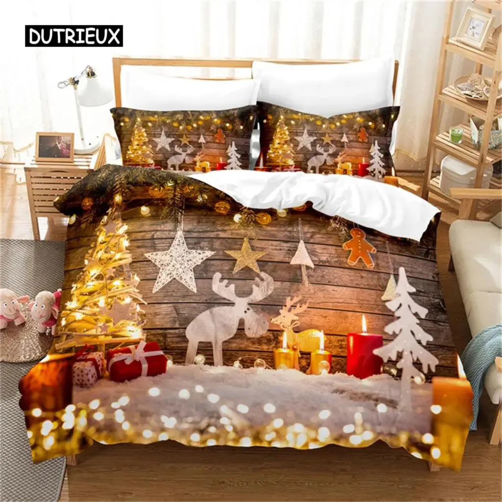 Sängkläder sätter god juluppsättning jultomten täcke täcke täcke för pojkar flickor tröstare happy year dekor 231020