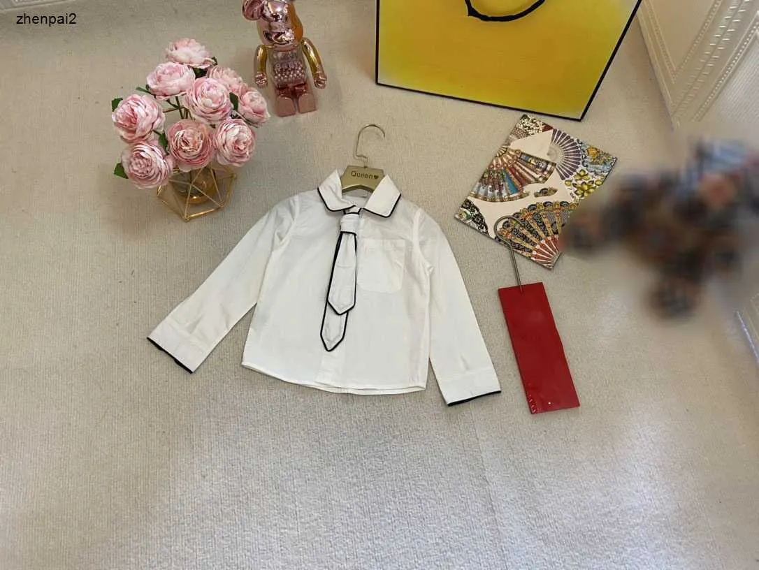 Luxury Shirt for Baby Chest pocket Kids lapel jacket Size 100-150 Handsome tie decoration Child Blouses Oct15