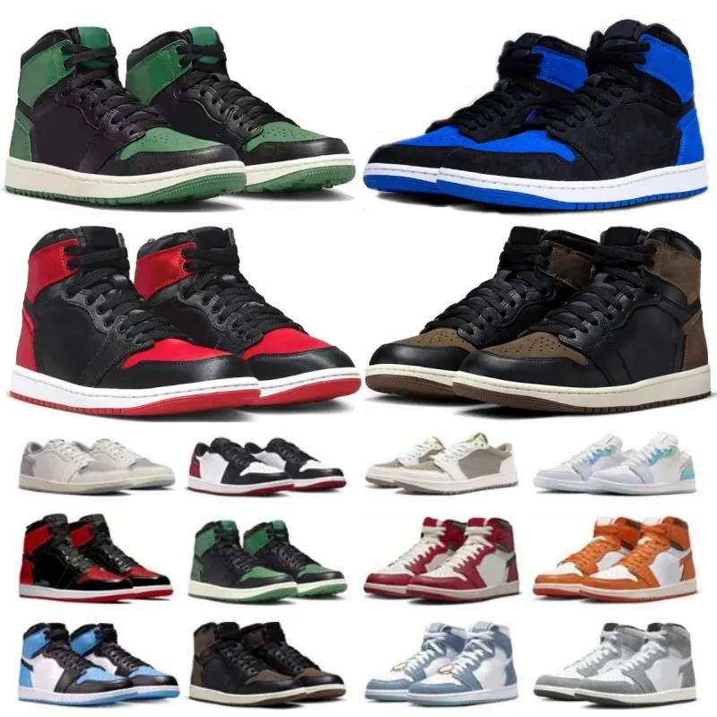 Brevet Bred 1S Chaussures de basket-ball 1S Chicago Lost and Found Palomino Satin Bred Royal Réinventé Lucky Green Mauve UNC Toe baskets chaussures de sport avec boîte