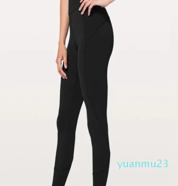 Pantalon de Yoga en matériau nu, taille haute, Leggings de course élastiques, séchage rapide, vêtements de Fitness, tenues de marque pour dames