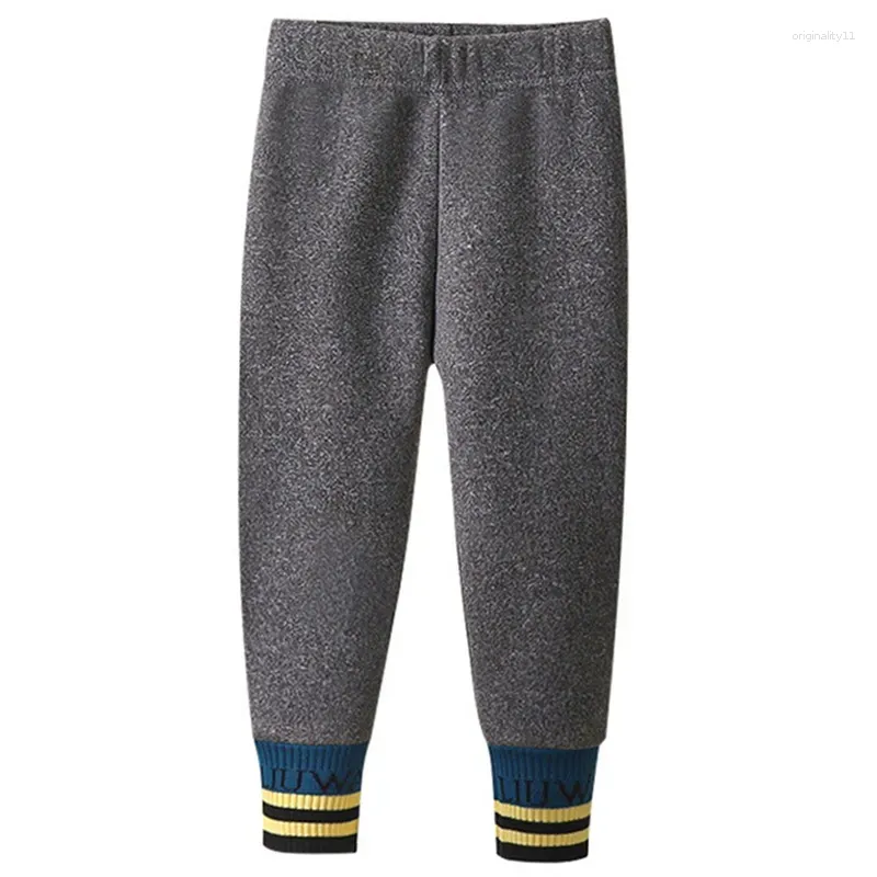 Byxor Kruleepo Autumn Winter Plush Warm Straight Pants Sport Sweatpants For Baby Grils pojkar barn barn casual manschetter kläder