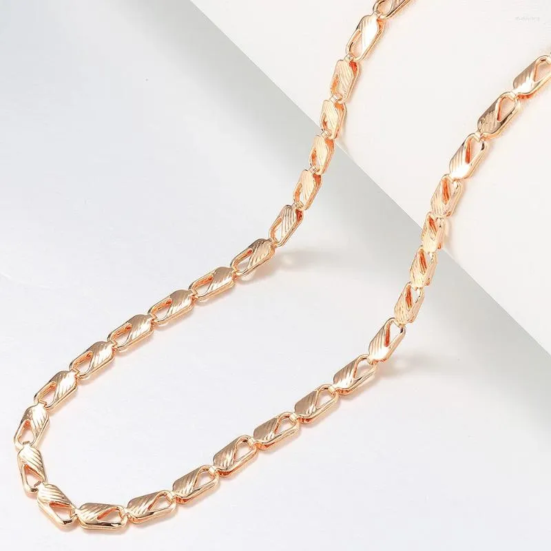 Łańcuchy prostokąta Łańcuch Naszyjnik 585 Różowe złoto Kolor dla kobiet dziewcząt biżuteria hurtowa upuszczenie 5 mm 20/24 cala DCN54