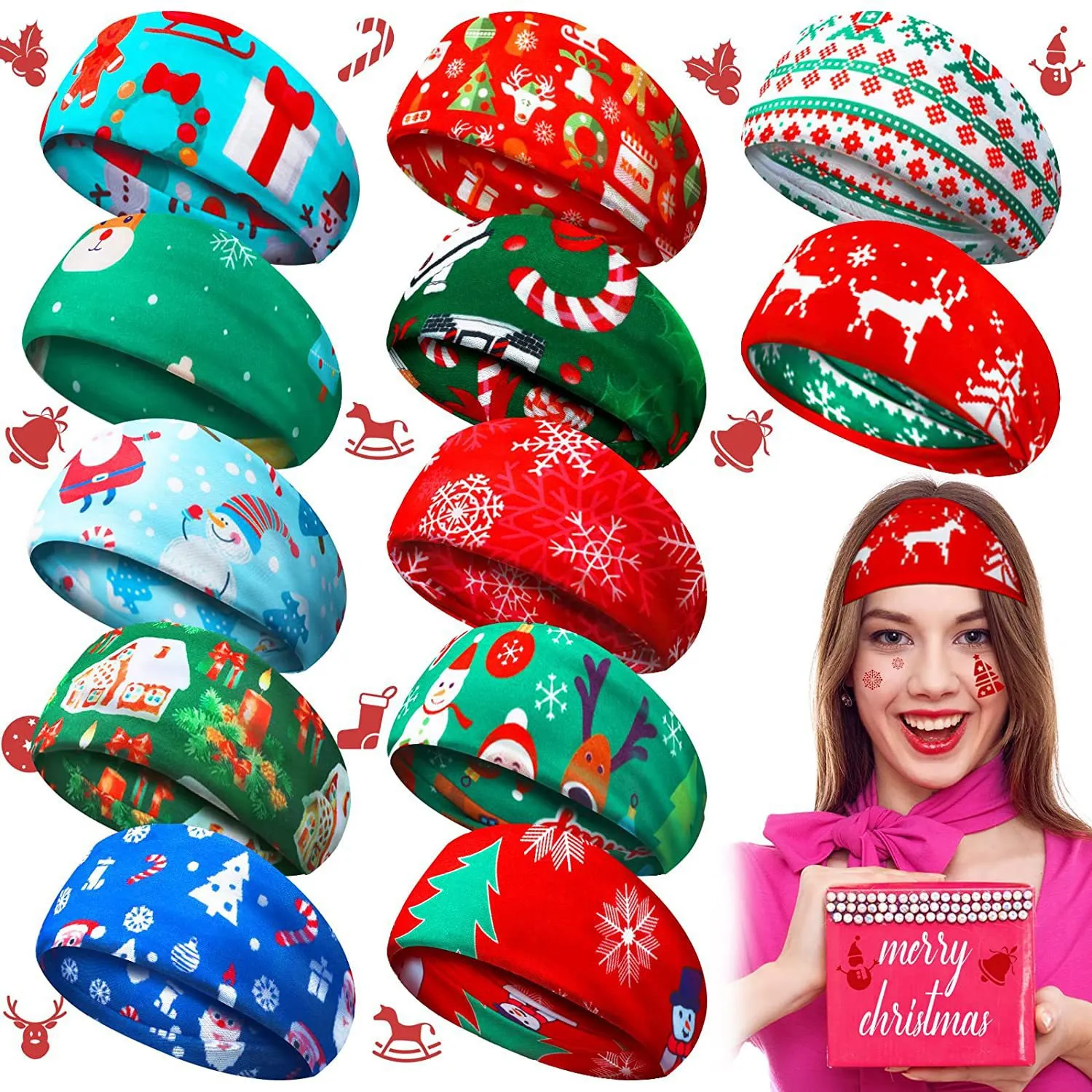 New Christmas Sweatband Christmas Decorations Sports Headband Fitness Sweat-Absorbent Yoga Running Headband Wholesale 1020