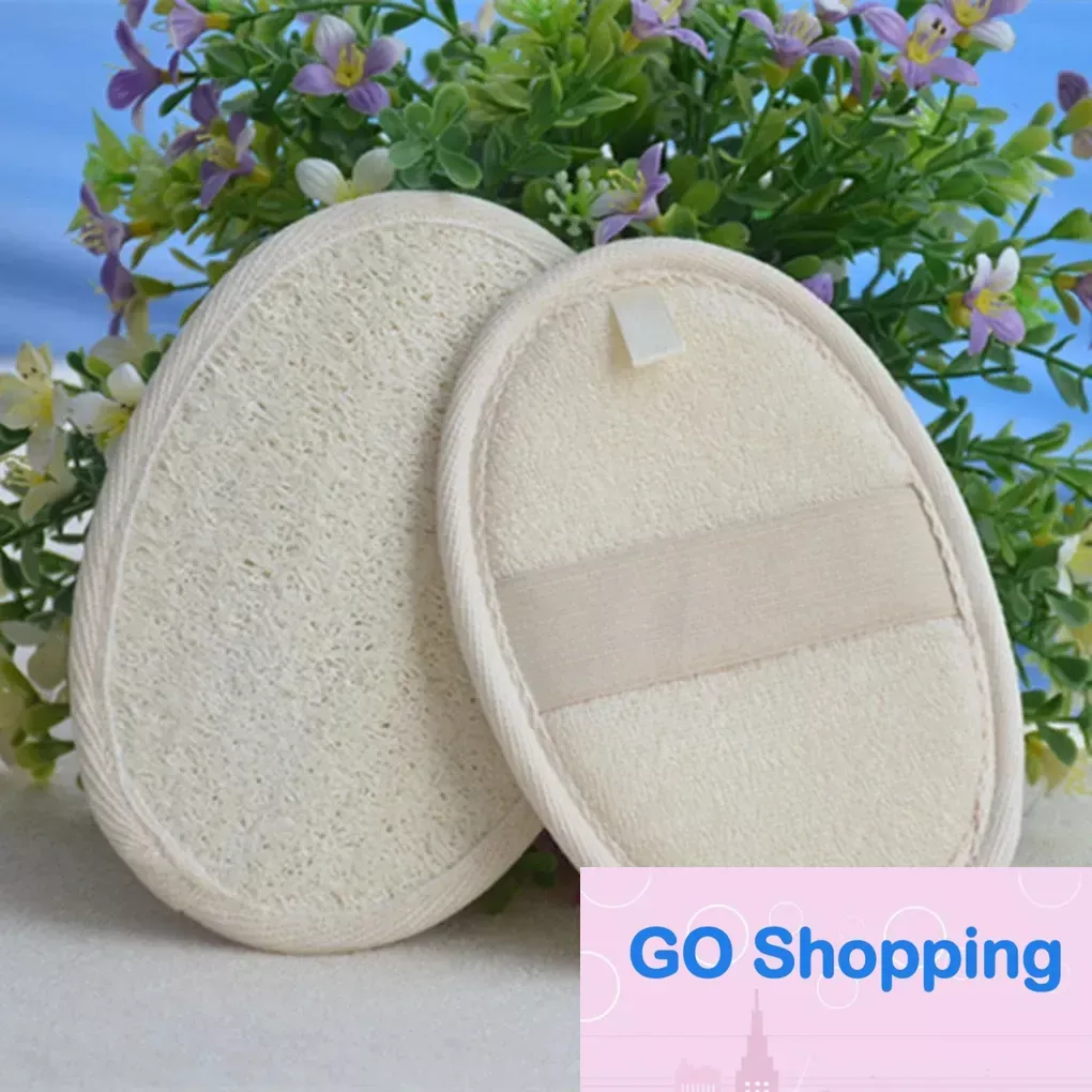 Qualità morbida esfoliante spugna di luffa naturale cinghia da bagno maniglia pad doccia massaggio scrubber spazzola pelle corpo bagno spa accessori per il lavaggio