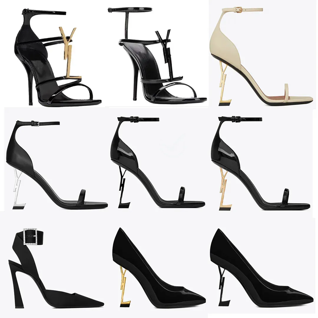 Designers Sandals High-klackade skor Paris Dress Classics Women Heels Black Gold Wedding Dress Shoes 35-41