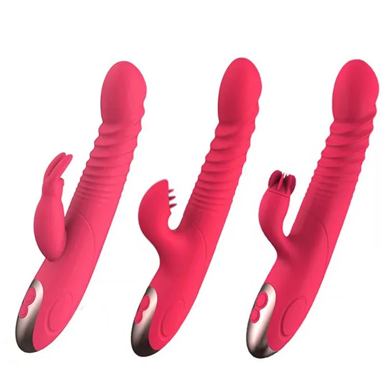 Rabbit Telescopic Vibration Built-in ball Rotation Heating G spot Dildo Vibrator Female Masturbation Sex Toys_voghion.com