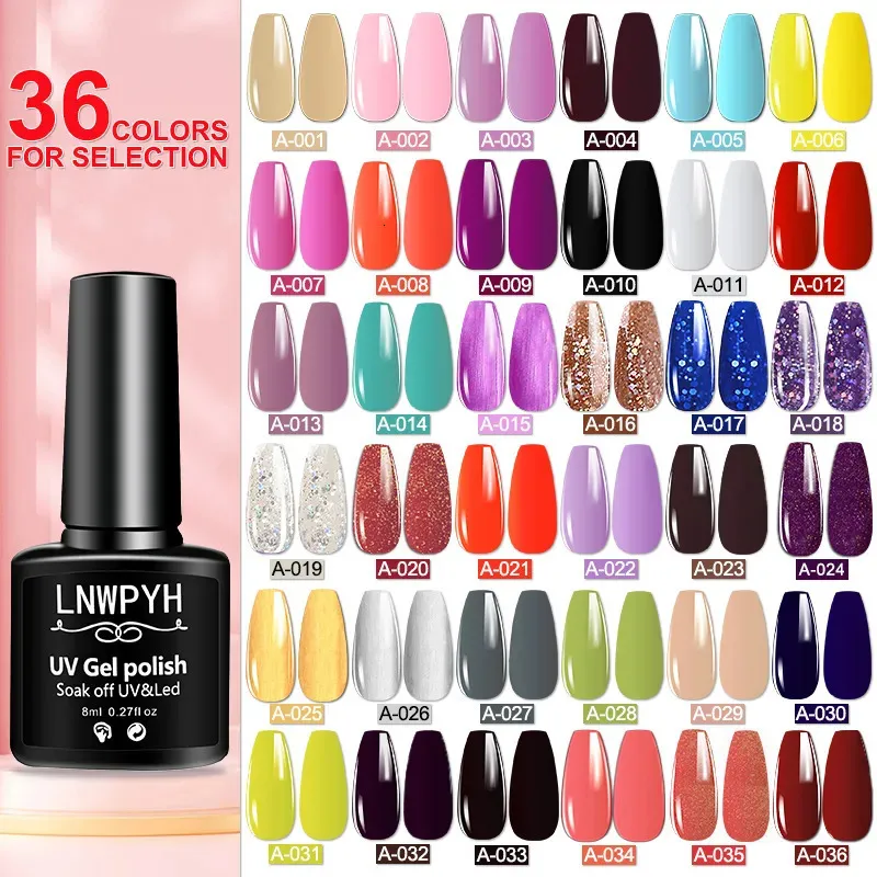 Unha polonês gel 36 cores semi permanente vernis base superior casaco arte manicure embeber fora vernizes uv led 231020