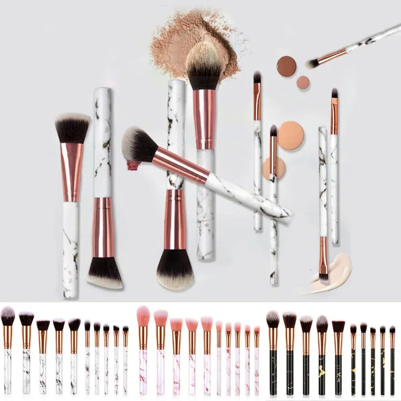 Läppstift 10st Set Makeup Brushes Tool Cosmetic Powder Eye Shadow Foundation Blush Blending Beauty Kit for Party 231020