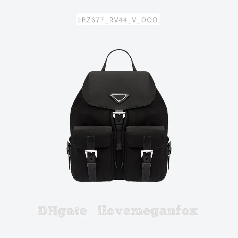 Designertaschen Luxusmode Kleiner Damenrucksack aus recyceltem Nylon Schwarz Artikel-Nr.: 1BZ677_RV44_F0002_V_OOO