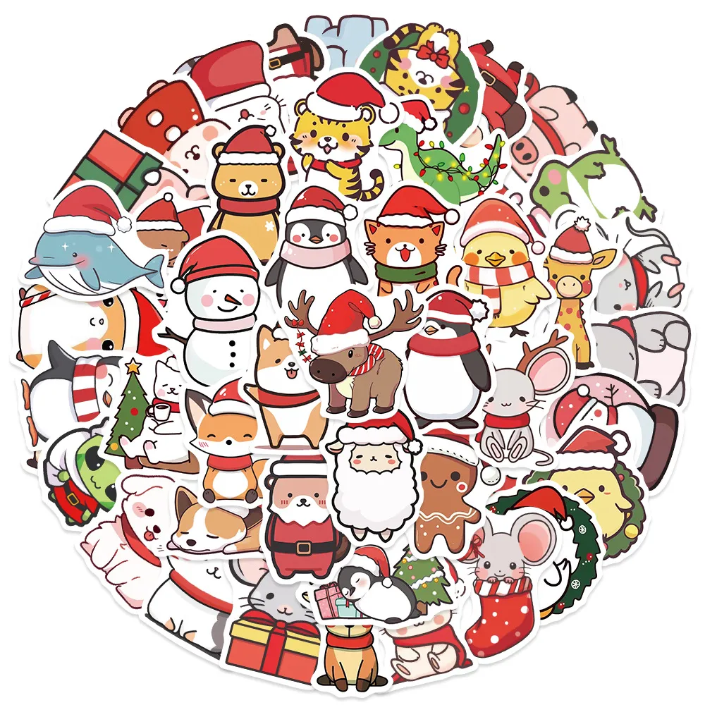 50 PCS Holiday Party Christmas Kids Stickers For Skateboard Car Fridge Helmet Ipad Bicycle Phone Motorcycle PS4 Book Pvc DIY Decals Toys Decor