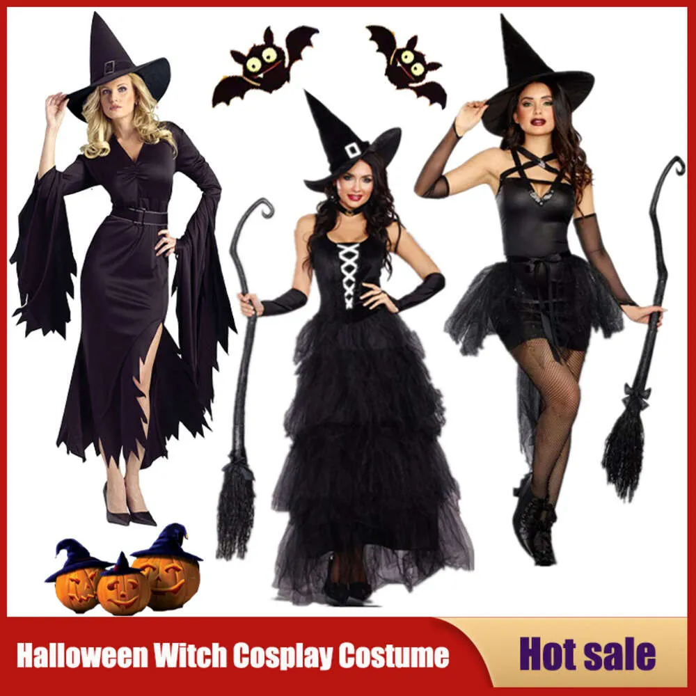 Cosplay Costumi da strega di Halloween Fantasia sexy per adulti Mago nero Cosplay Outfit Abiti da festa di carnevale in maschera per le donne