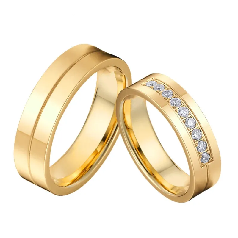 Bröllopsringar 1 par volframring bröllop band älskare allians gyllene par ringar set för män och kvinnor äktenskap jubileum 231020