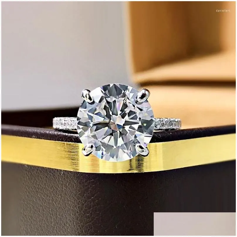 Cluster Rings Created Lab Moisanite Diamond Ring Four Women Jewelry Gift 925 Sterling Sier Shiny Better Than Engagement Drop Delivery Dhfvk