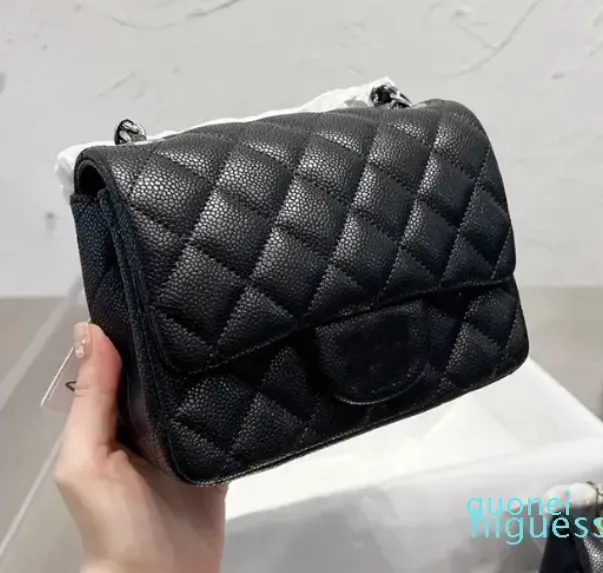 Luxe ontwerpers van de hoogste kwaliteit Mini vierkante flap Zwart suède lederen portemonnee Quilten Hangbags Crossbody schoudertas Gouden of zilveren kettingen