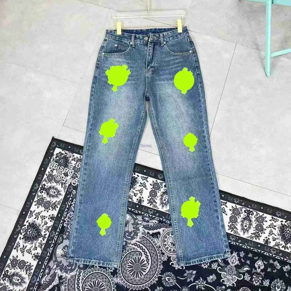 Мужские джинсы 2023, дизайнерские старые потертые прямые брюки Ch с буквенным принтом для женщин и мужчин, повседневная длинная стильная одежда 80dt