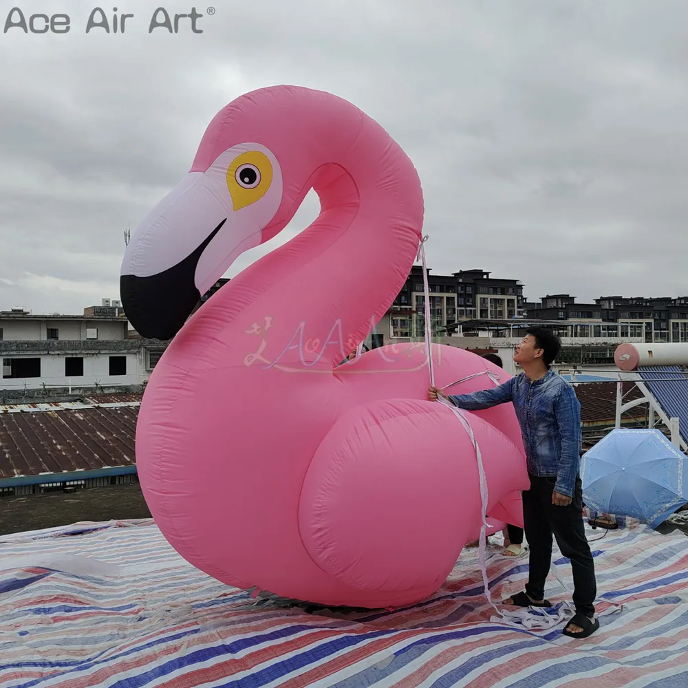 Summer Decor Inflatable Party Flamingo Pink Bird Mascot Model for Promotion/Decoration or Outdoor Display in Zoo