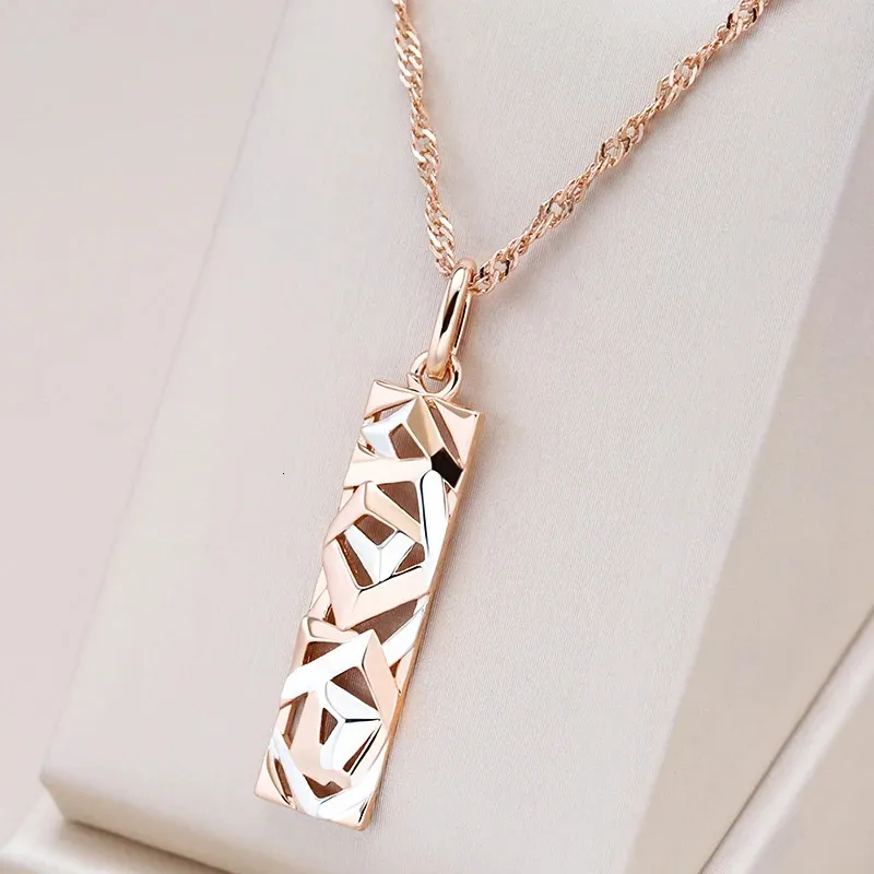 Chokers Kinel Fashion Square Wide Pendant Necklace for Women 585 Rose Gold Silver Color Mix Boho Long Ethnic Retro Jewelry 231020