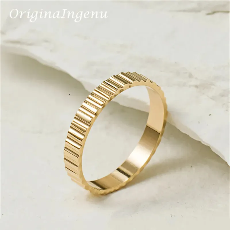 Anéis de casamento 14k ouro cheio de banda grossa anel de ouro feito à mão minimalista jóias delicadas manchas resistentes jóias boho anel à prova d'água 231020