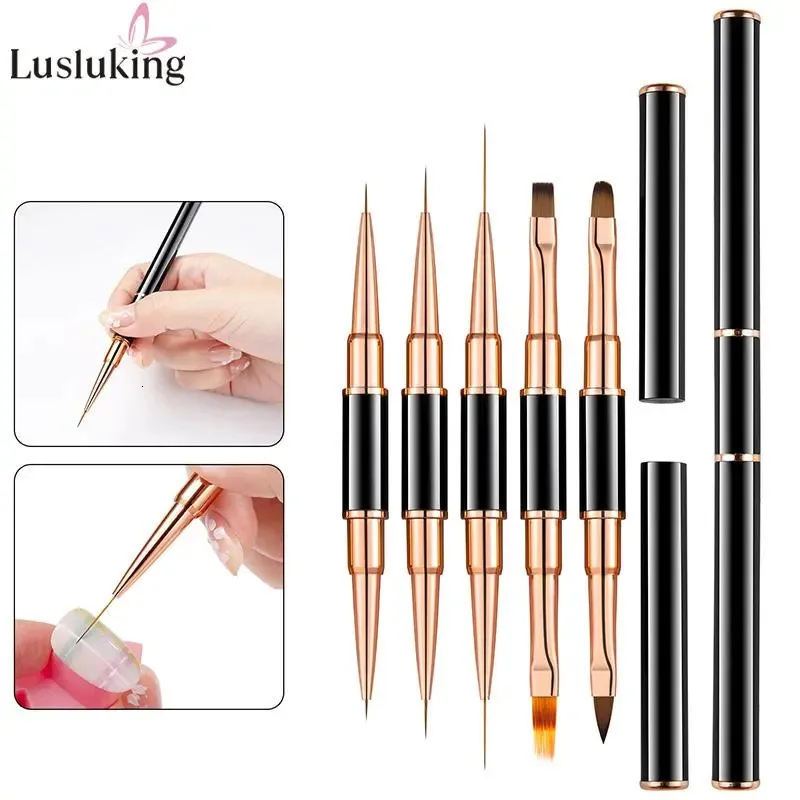 Make-up-Tools Doppelkopf Nail Art Liner Malerei Pinsel dünne Streifen Linie Zeichenstift DIY UV Gel Potherapie Maniküre Zubehör Werkzeug 231020