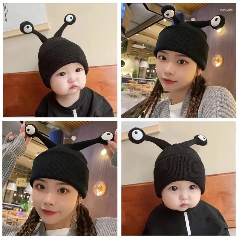 Berets inverno mulheres meninas bonito dos desenhos animados inseto antenas chapéu bebê engraçado lã pelúcia engrossar pai criança feminino malha à prova de vento