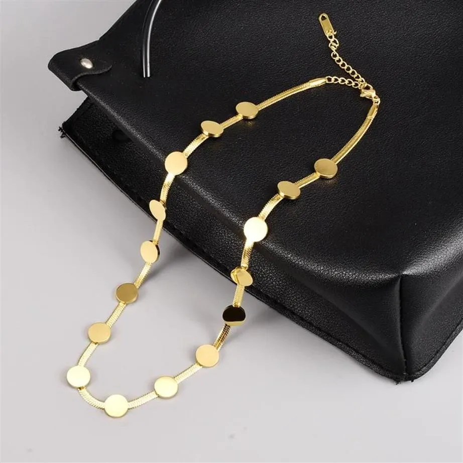 Collane con ciondolo Punk Jewerly Collana con monete rotonde in oro in acciaio inossidabile Collari Donna Arrivi Catene di serpenti Regalo per feste239L