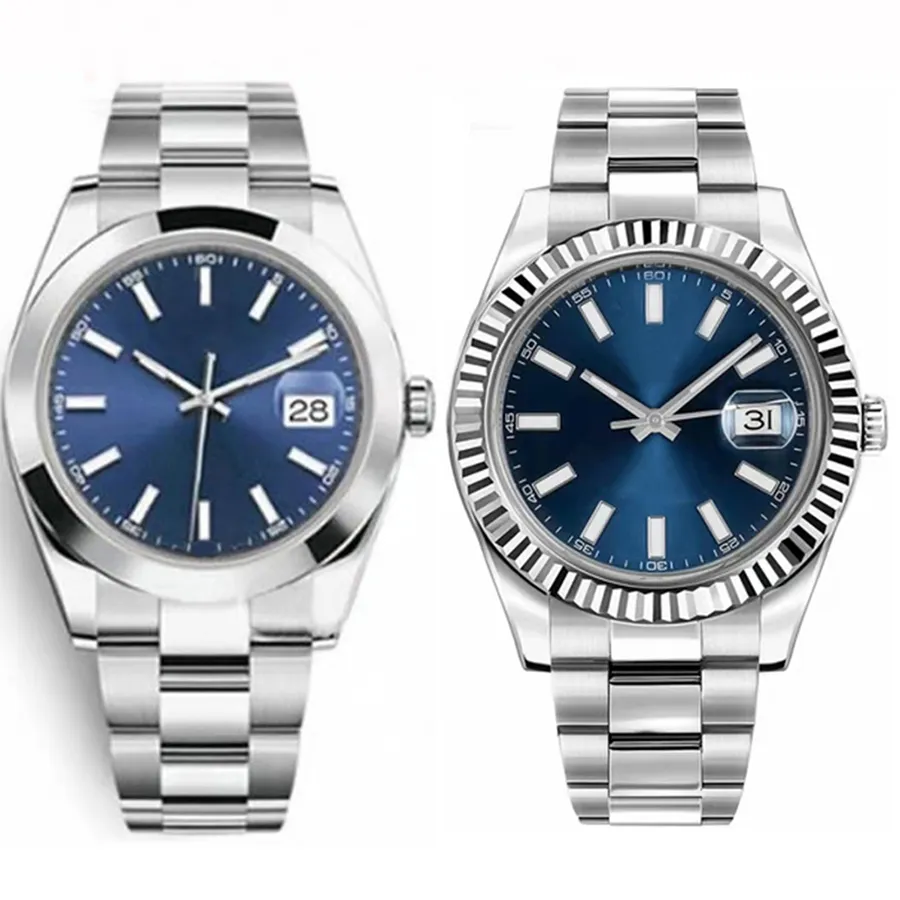 Herrenuhr, Luxusuhren, grauer Baton, 41 mm, blaue Datejusts-Uhr, glatte Herren-Automatikuhren, mechanische Montre-de-Luxe-Uhren, Oystersteel Master-Armbanduhren