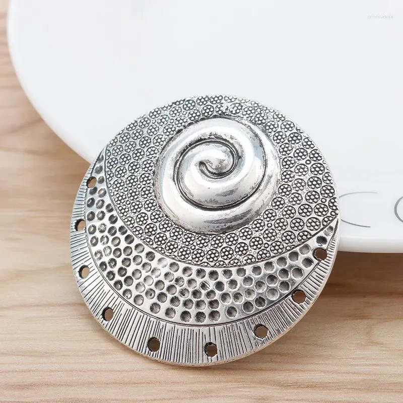 Colliers pendentifs 2 pièces argent tibétain grande spirale martelée Vortex tourbillon connecteur rond charmes pour collier de bricolage fabrication de bijoux 52mm