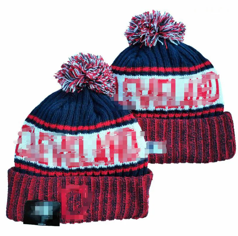 Men's Caps Baseball Hats Idians Beanie All 32 Teams Knitted Cuffed Pom Cleveland Beanies Striped Sideline Wool Warm USA College Sport Knit hats Cap For Women A0