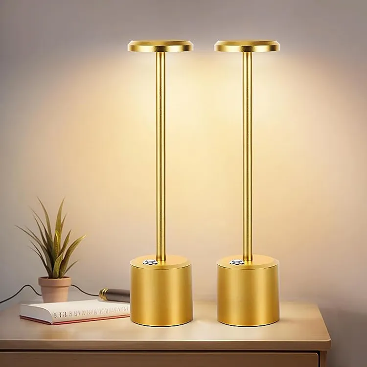 Led dourado liga de alumínio à prova dwaterproof água recarregável lâmpada mesa toque escurecimento metal lâmpadas para bar sala estar leitura acampamento