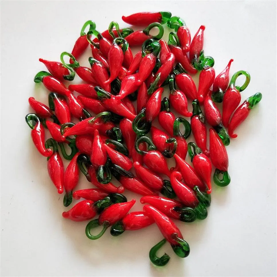 20mm 30mm Handmade Red Chilli Lampwork Beads For DIY Pendant Necklace Jewelry Red Pepper Lampwork Coloured Glaze Beads 100pcs258r