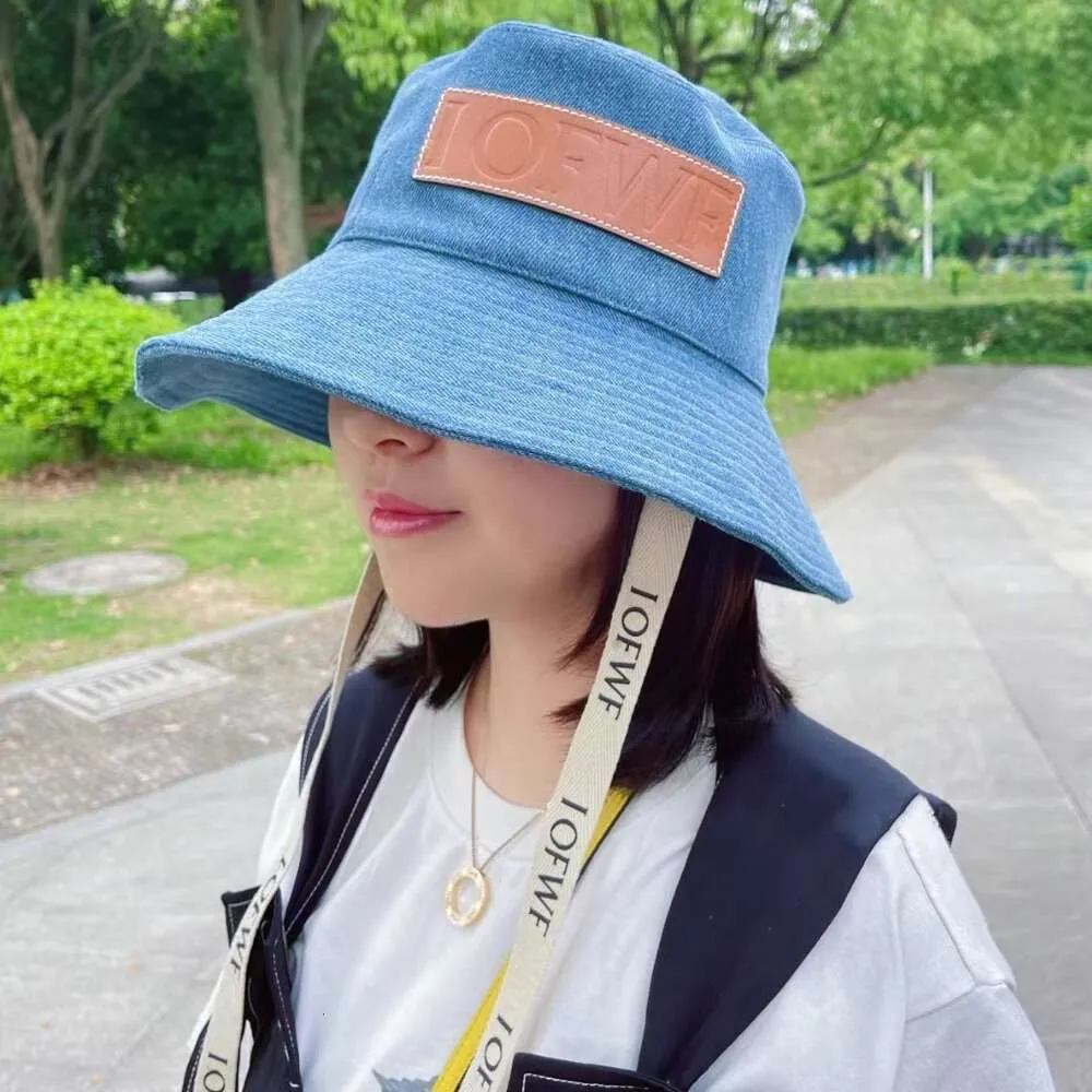 Trendy Bucket Hat - Premium Denim, Leather Label, Sun
