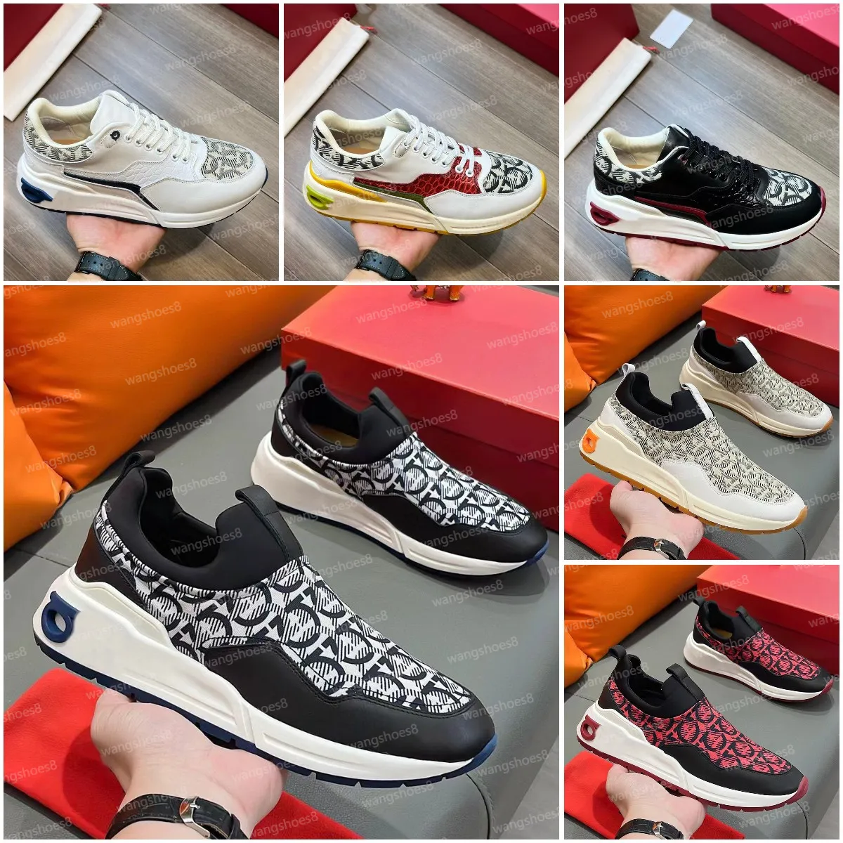 Designer Shoes Men Gancini Low cut sneaker luxury leather Canvas rubber Slip on sneaker Size fashion outdoors Casual Shoes Runner Sole Wallabee Shoes Size 39-45