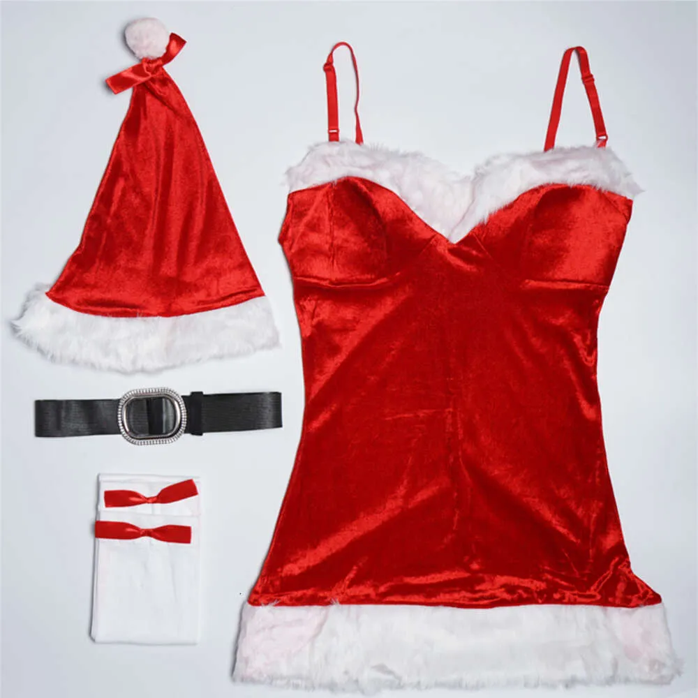 2017-New-Arrival-Costume-Cosplay-For-Adult-Christmas-Dresses-Women-Velvet-Dress-Belt-Hat-Stocking-Christmas (1)