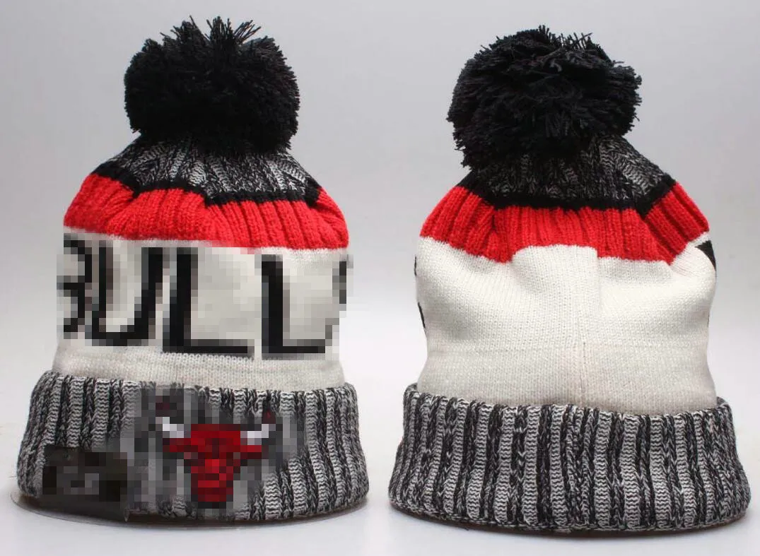 Berretti da uomo Cappelli da basket Bulls Beanie Tutte le 32 squadre Lavorato a maglia con risvolto Pom Chicago Berretti a righe Sideline Lana calda USA College Sport Cappelli in maglia Berretto per donna a1