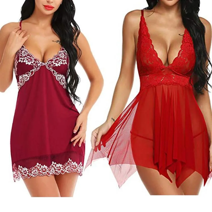 Chemise en dentelle pour femmes, vêtements de nuit, nuisette, Teddy, robe 257C