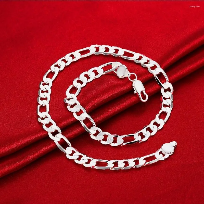 Cadenas de lujo 925 plata esterlina clásico 10 mm collar de cadena de geometría para hombres mujer 20/24 pulgadas accesorios de boda de moda joyería