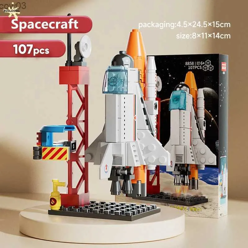 Blocks City Space Rocket DIY Centre Center Center Baza Model Zespół Bricks Bloków budowania zabawek dla dzieci Mały zestaw chłopców Prezent R231020