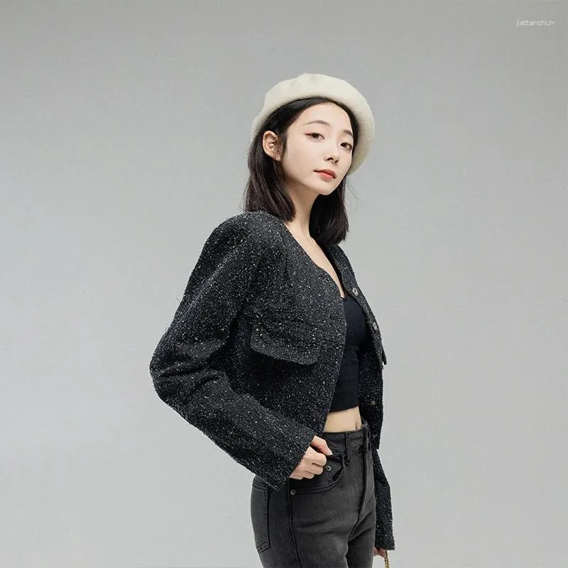 Women's Jackets High Quality Fashion Small Fragrance Tweed Jacket Coat Women Korea Elegant Coats 2023 Spring French Vintage Outerwear Top