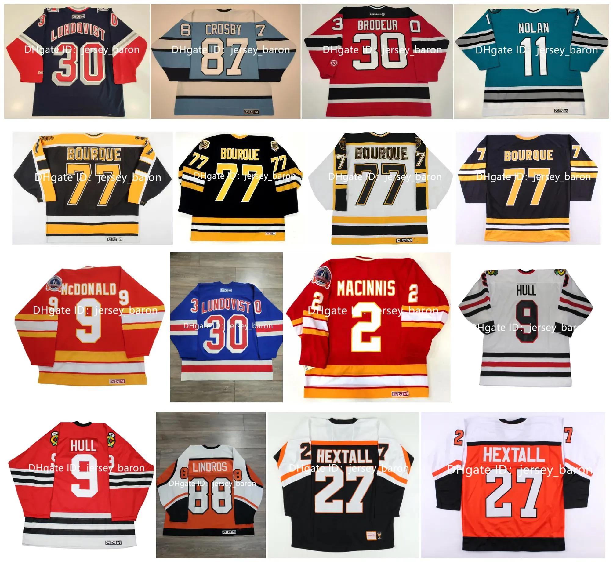 Özel CCM Ray Bourque Hokey Forması Al Macinnis Lann McDonald Bobby Hull Sidney Crosby Henrik Lundqvist Martin Brodeur Owen Nolan Eric Lin