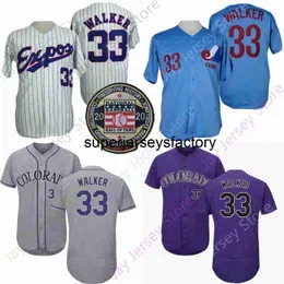 Sup Vintage Montreal Expos 33 Larry Walker Jersey 1982 White Pinstripe Blue Grey Purple 2020 Hall Of Fame Patch