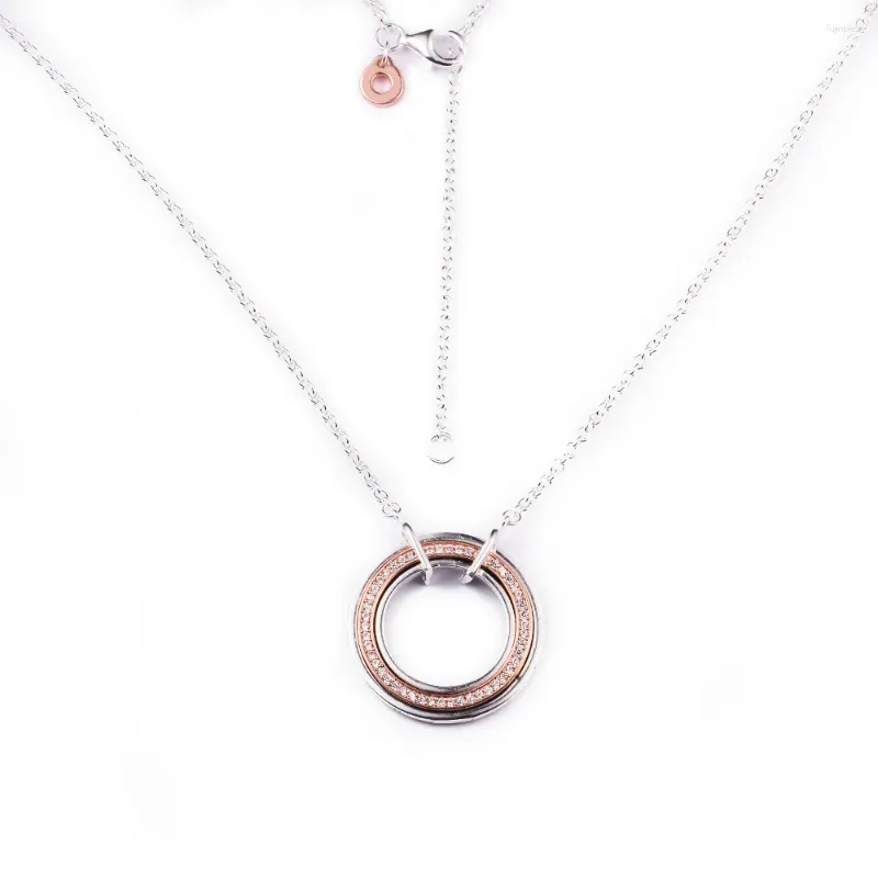 Catene Collane in argento sterling 925 Firma logo bicolore Collana con pavé per gioielli da donna Regalo fai da te Catena a maglie Ciondolo Collier