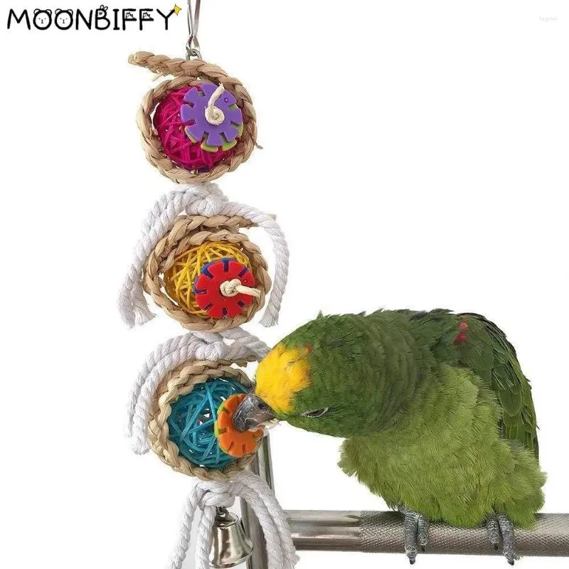 Andra fågelförsörjningar som hänger papegoja klättra tuggar leksaker bitbeständiga självglada leksakstillbehör
