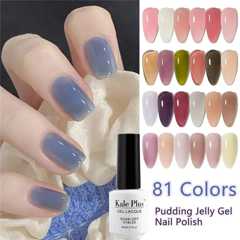 Nail Polish 8ml Summer Translucent Gel Nails Pudding Jelly UV Semi Permanent Varnish Ice Through Art Manicure 231020