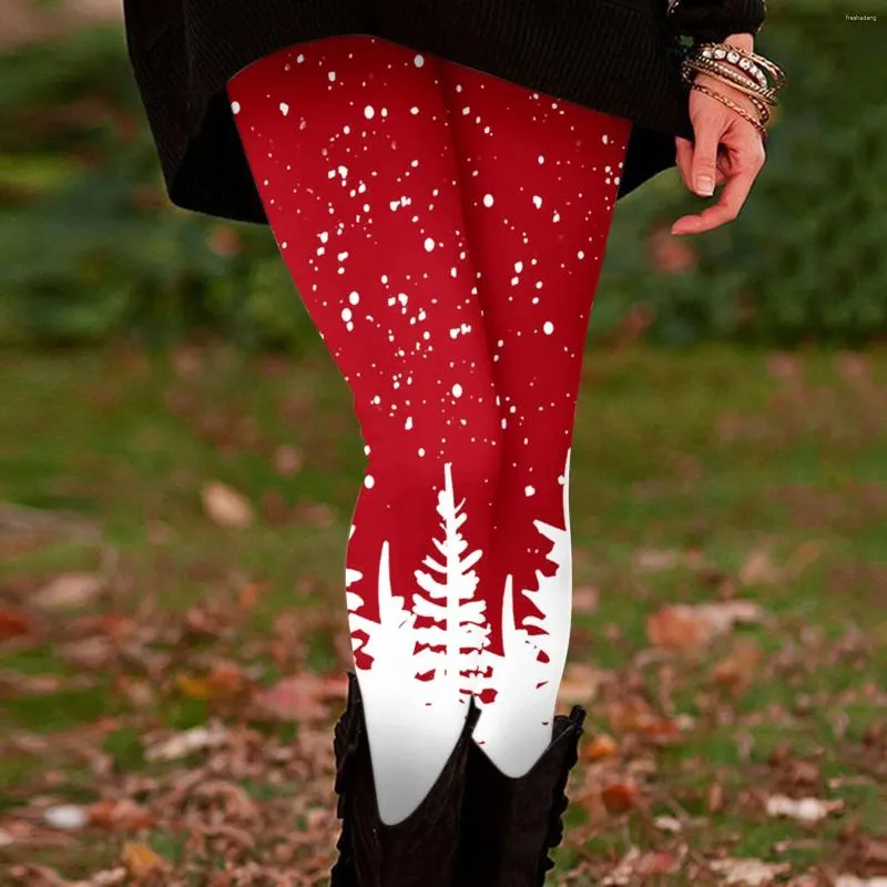 女性用レギンス2023クリスマスプリントハイウエストハッピーイヤーパーティーロングパンツファッションレディースクリスマスズボン