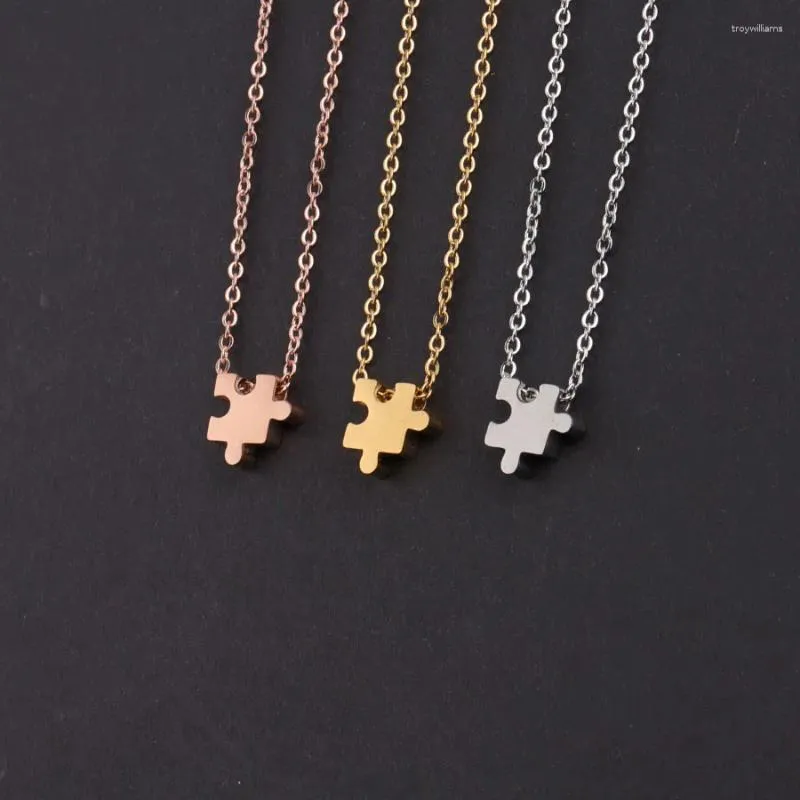Anhänger Halsketten Fnixtar Puzzle Halskette Edelstahl Jigsaw Geometrisch DIY Personalisieren Name Liebe Freundschaft Schmuck Halsketten
