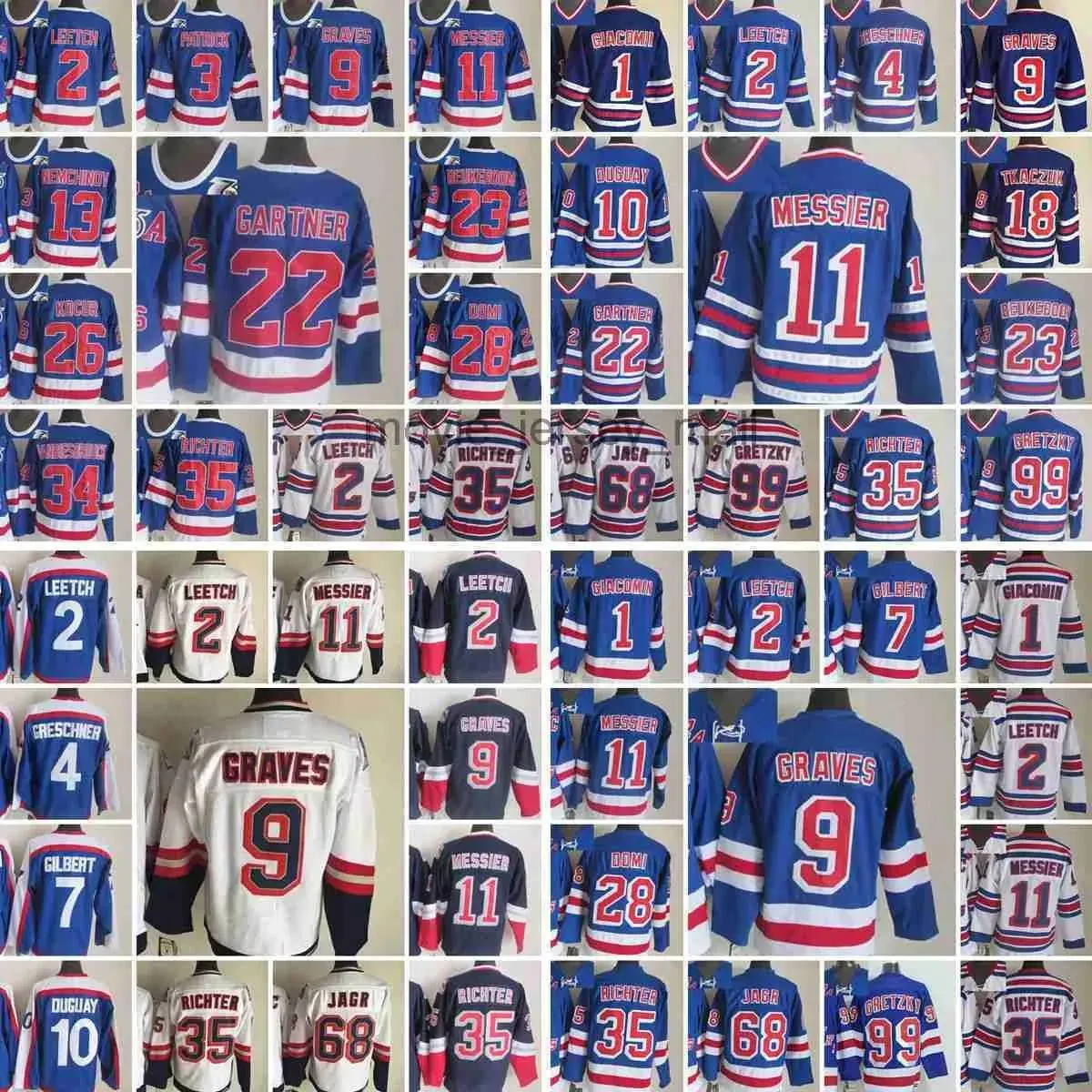 New York''Rangers''Neue Retro-Eishockey-Trikots 99 Wayne Gretzky 8 Tkaczuk Gartner Beukeboom Kocur Domi Vanbiesbrouck Richter Anderson Espos