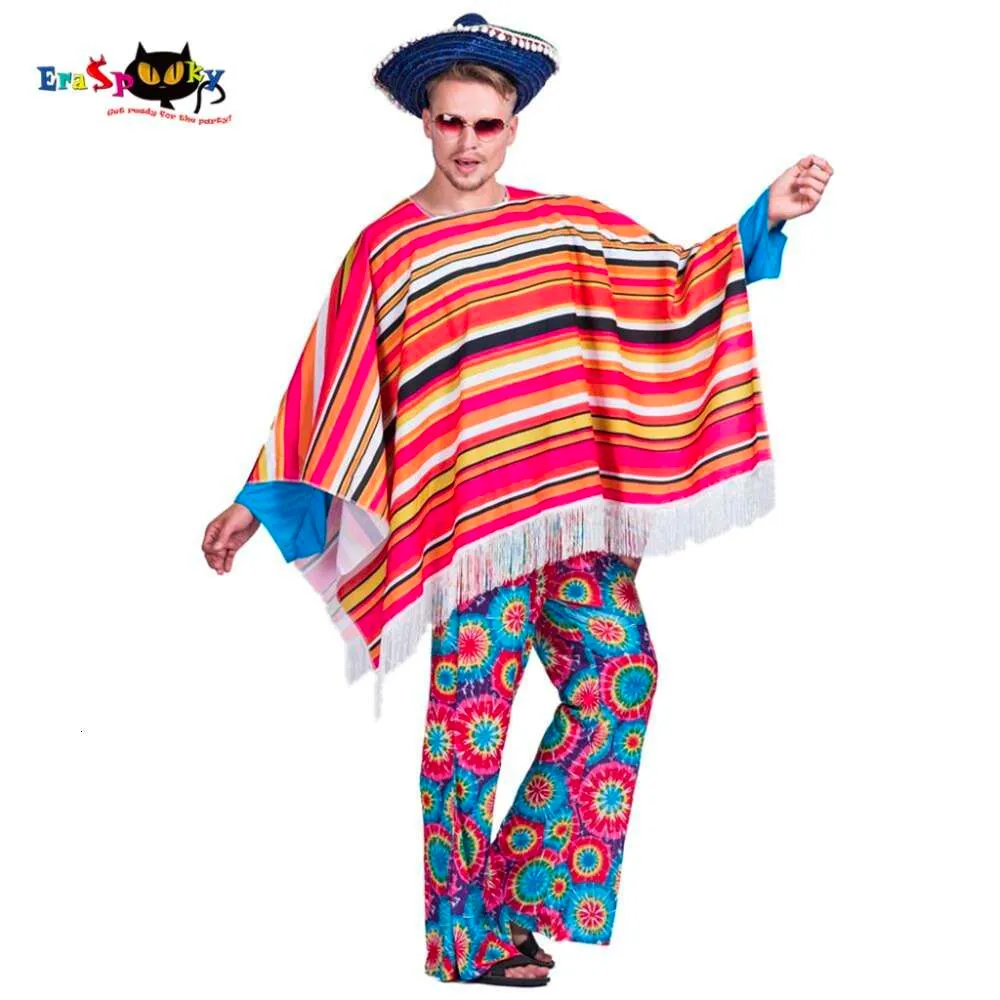 cosplay eraspooky vuxen mexikansk poncho män etnisk landsbygdsmantel kvinnor filt kläder halloween kostym karneval party purim fancy klänning cosplay