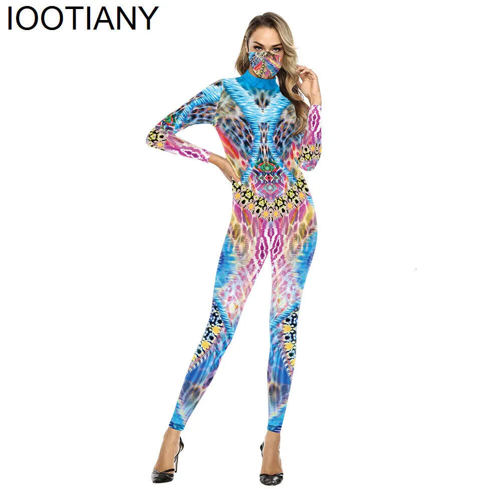 Sexy Elastic Bodysuit Halloween Cosplay Stage Costume Leopard 3d Printed Playsuit Fiess Women Gym Sport Bodycon Jumpsuits 2023