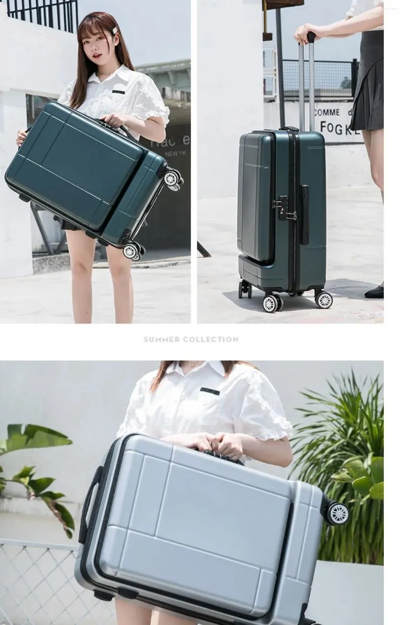 Suitcases A180 Luggage Compartment Small Front Opening Travel Lever Leather Box Sturdy And Durable Thickened